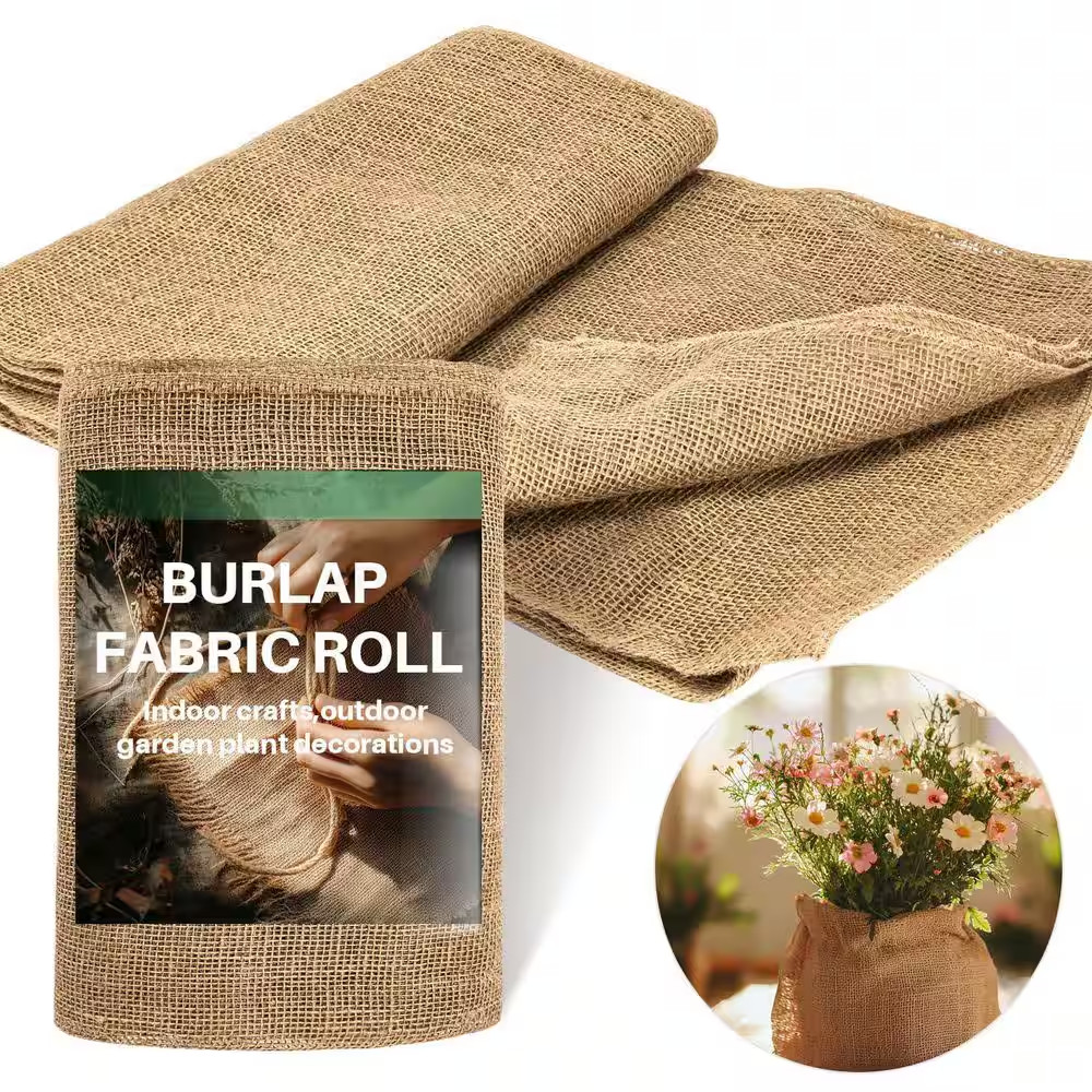 40 In. X 13 Ft. Natural Jute Burlap Fabric Roll Rectangular Outdoor Garden Wrap