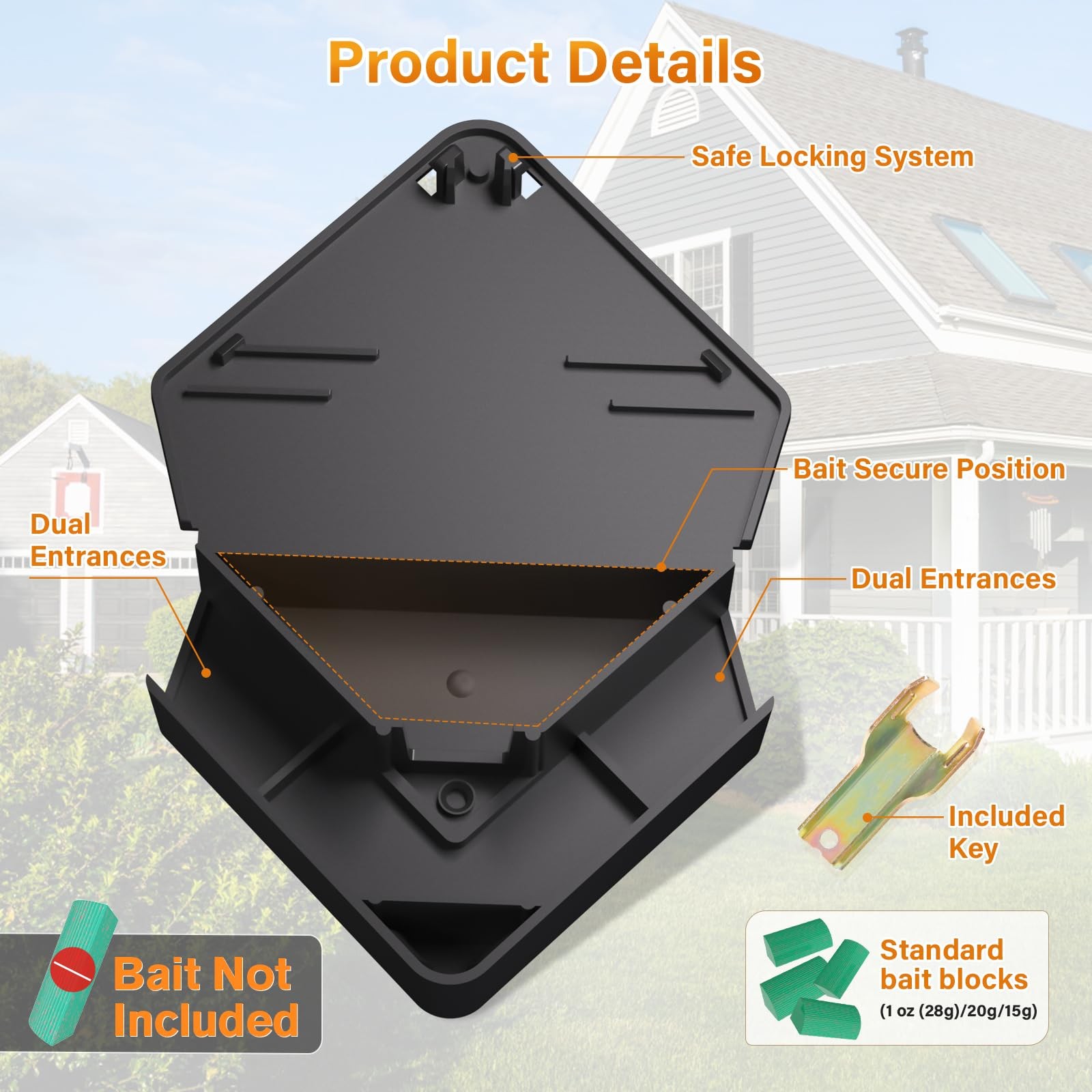 Mouse Station Black 6 Pack TamperProof Child Pet Safe Indoor Outdoor