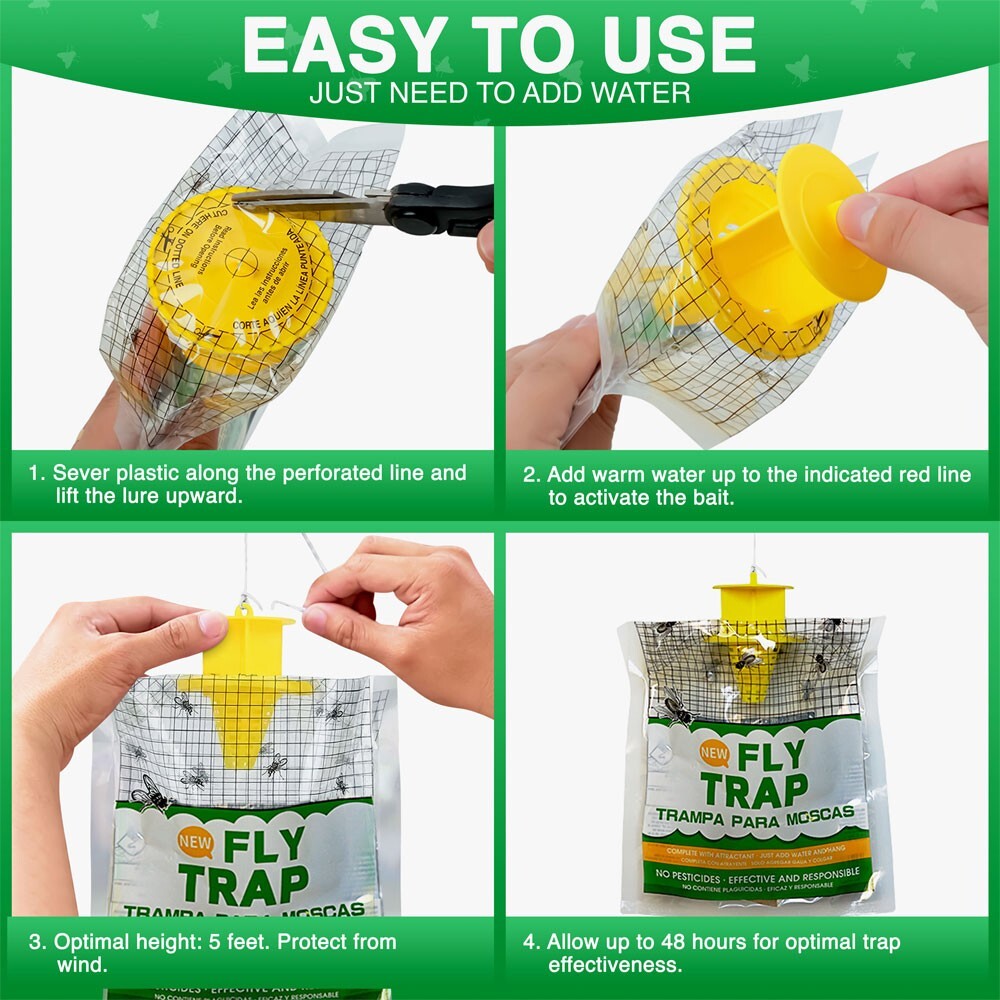 10 pack Outdoor Fly Traps – Disposable, Hanging Outdoor