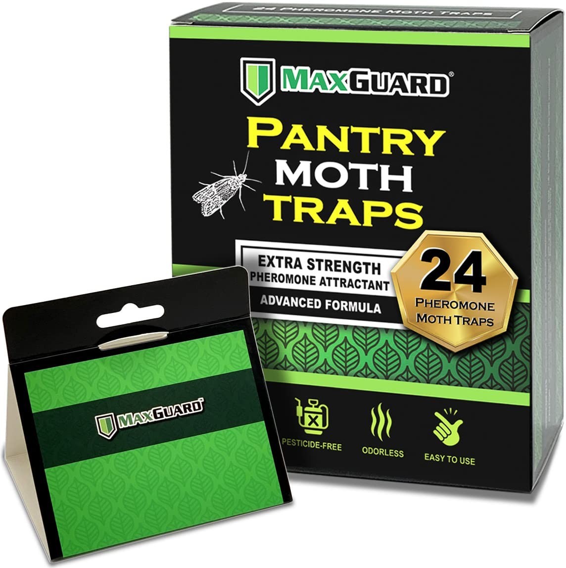 24 Pack Pantry Moth Traps – Extra Strength Pheromones, Non-Toxic Sticky Glue for