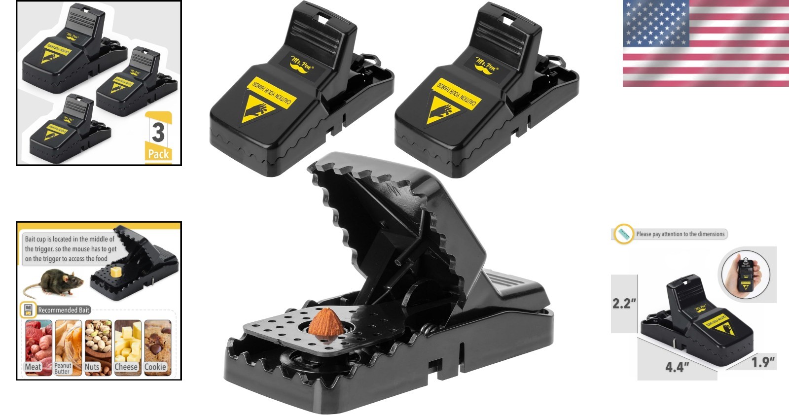 Sensitive Trigger Mouse Traps – Modern, Reusable, 3 Pack for Home & Garden