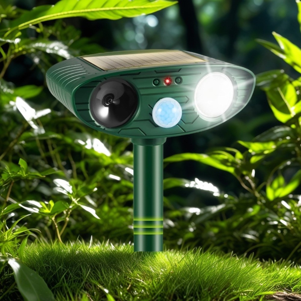 Solar Animal Repeller with Motion Sensor and Flashing Light Outdoor Ultrasonic