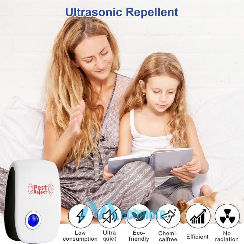 6x Pest Reject Ultrasonic Repeller Home Bed Bug Mites Spider Defender Roaches 5W