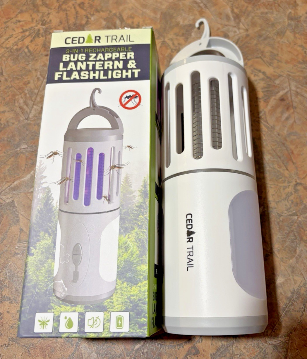 Cedar Trail 3-in-1 Rechargeable Bug Zapper, Lantern & Flashlight, New in box