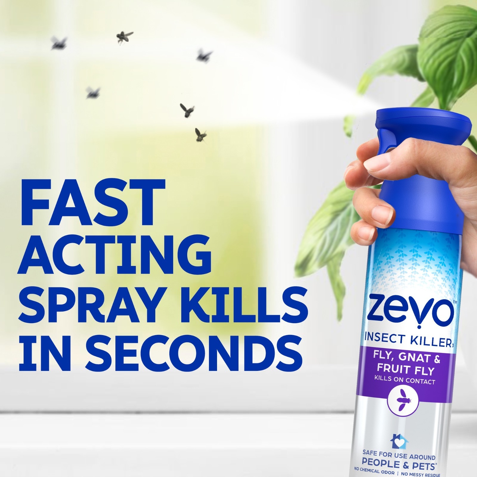 3PACK Zevo Flying Insect Killer Spray, Fly, Gnat, Fruit Fly, Mosquito Bug Killer