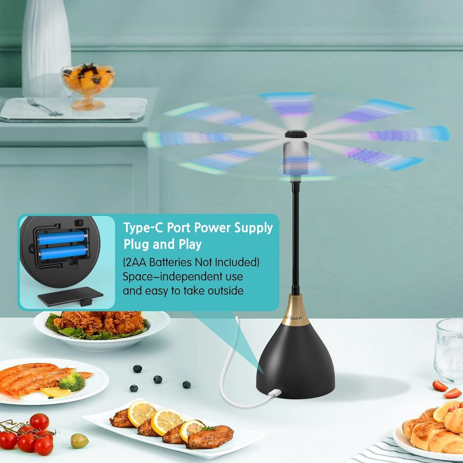 FLY FANS Repellent Spinner for Tables Soundless Outdoor Indoor 4 Pack NEIJIAER