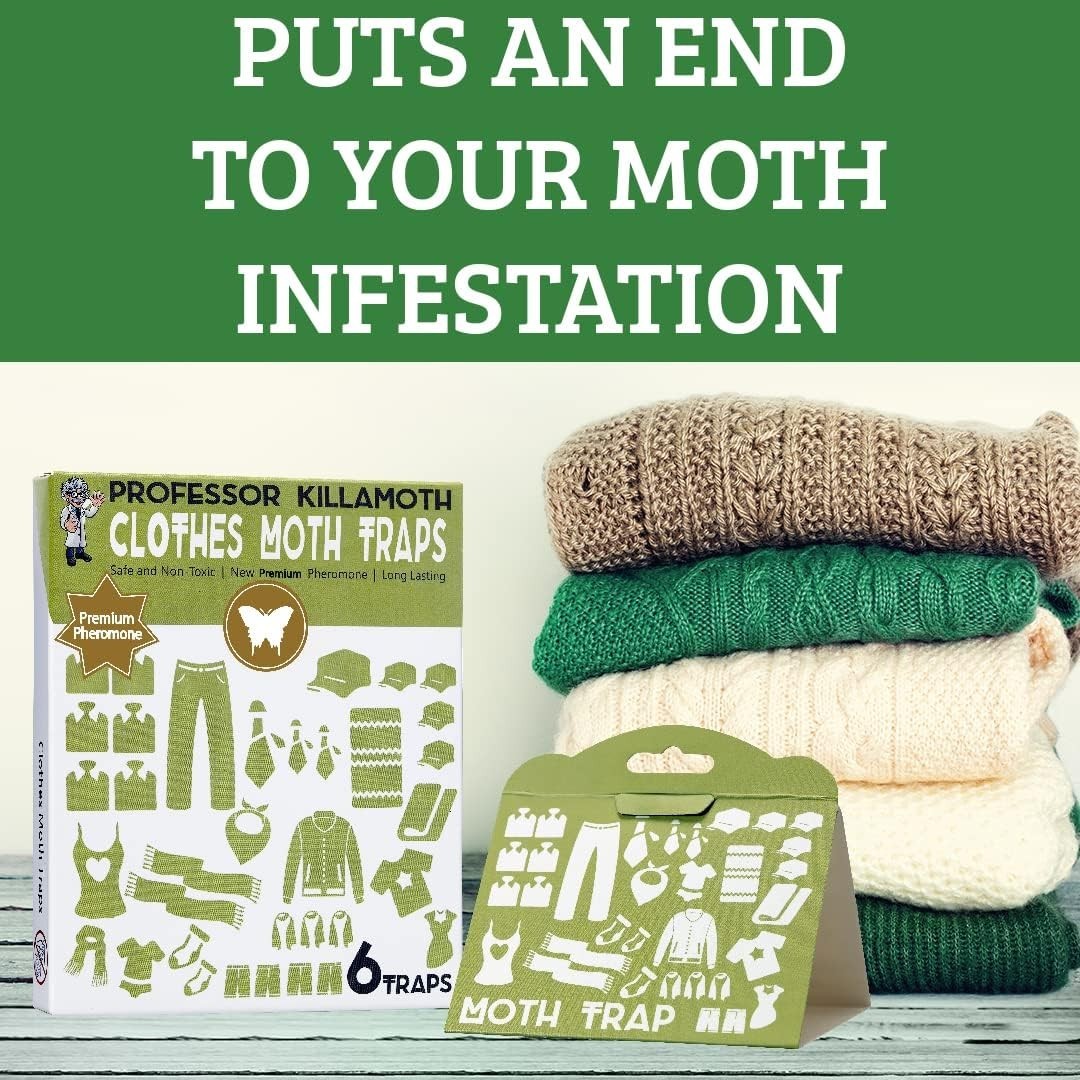 Clothes Moth Traps Natural Non-Toxic Household Wardrobe Protection 6 Pack