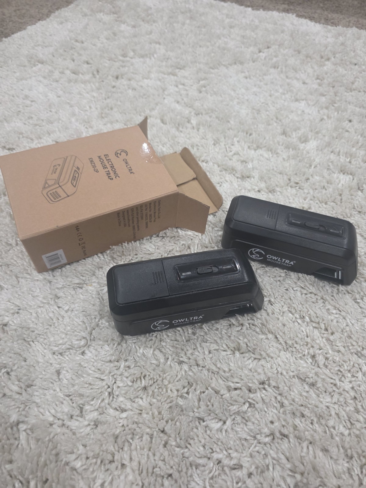Owltra Electronic Mouse Catch Trap EMZ30-2P Black Indoor Small 2 Pack
