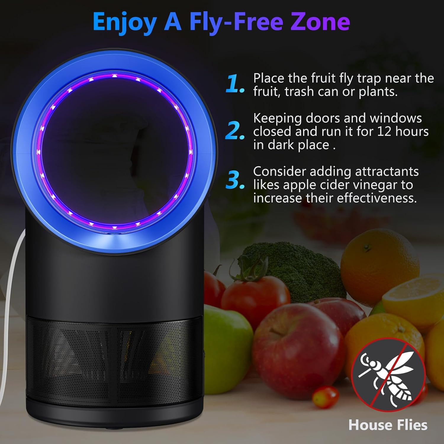 Fruit Fly Trap for Indoors, Fly Traps for Home Gnat Traps House Indoor, Indoor I