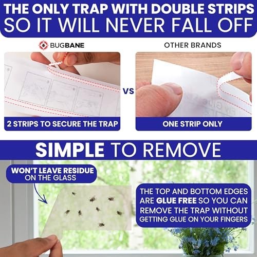 100 Window Fly Traps Sticky Non-Toxic Clear Fly Paper Indoor for Home. No Mess F