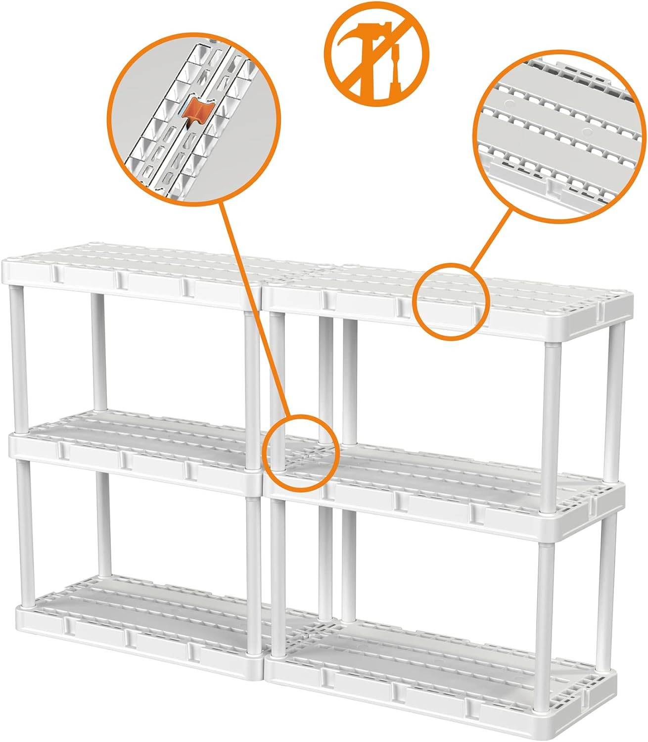 3 Pack Light Duty Storage Shelves, Knect-A-Shelf 3-Shelf Ventilated Shelving Rac
