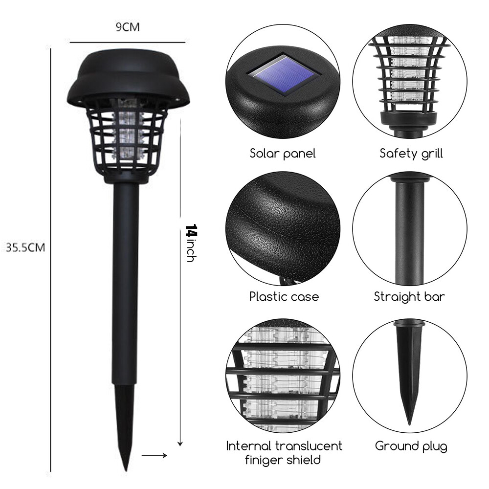 4x Solar Powered Zapper Lamp Light Outdoor Mosquito Fly Bug Insect Killer Trap