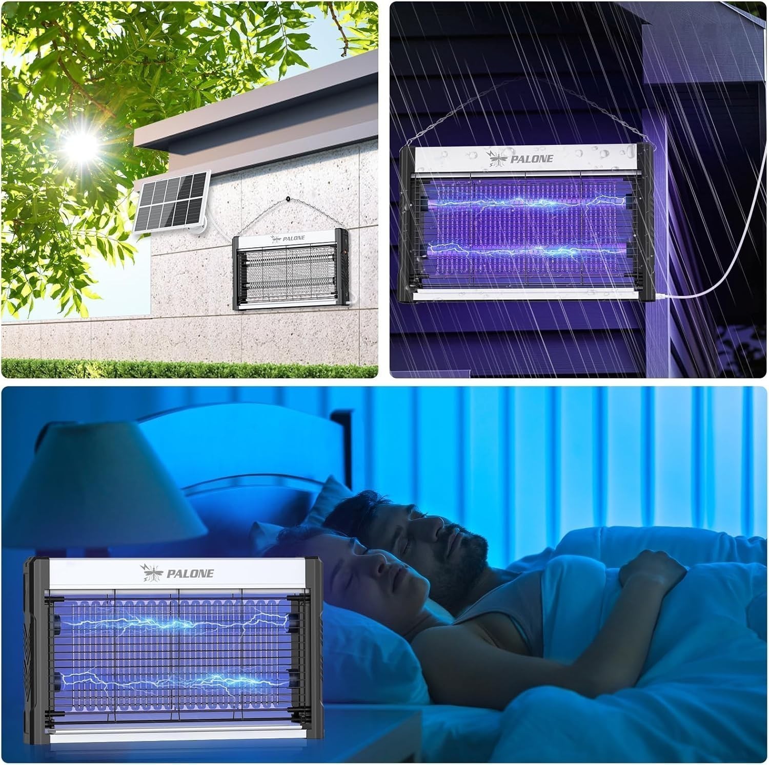 Solar Bug Zapper Outdoor, 4500V Mosquito Zapper with 3M Cable &10W Solar Panel,n