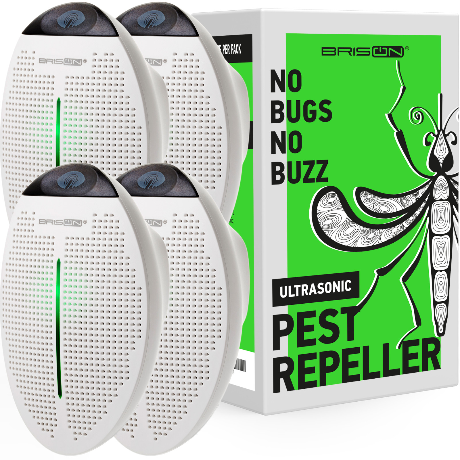 BRISON Ultrasonic Pest Repeller Indoor Pest Repellent Plug in Device 4 pcs