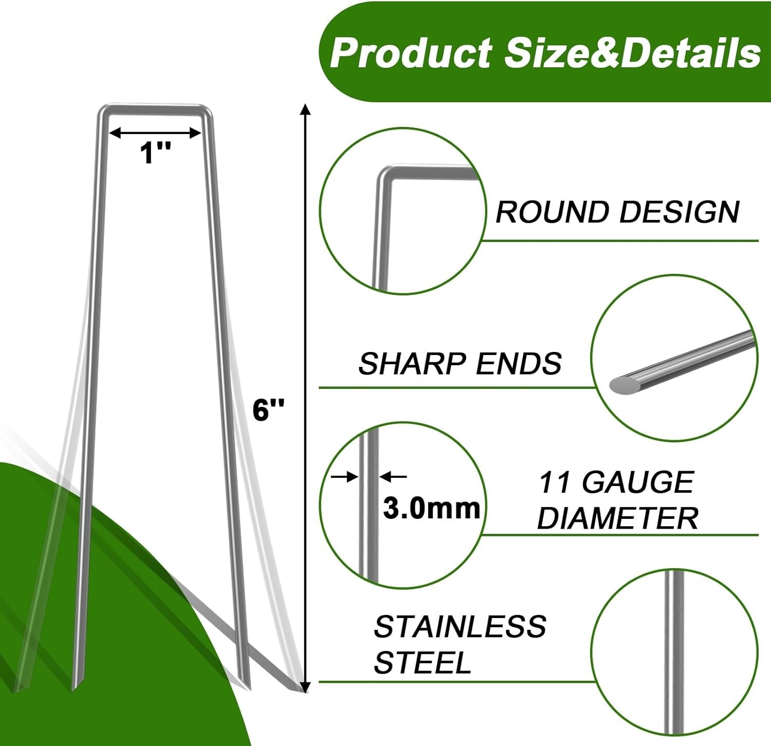 6 In. Heavy Duty Steel Garden Staples Weed Barrier Landscape Fabric 100-Pack