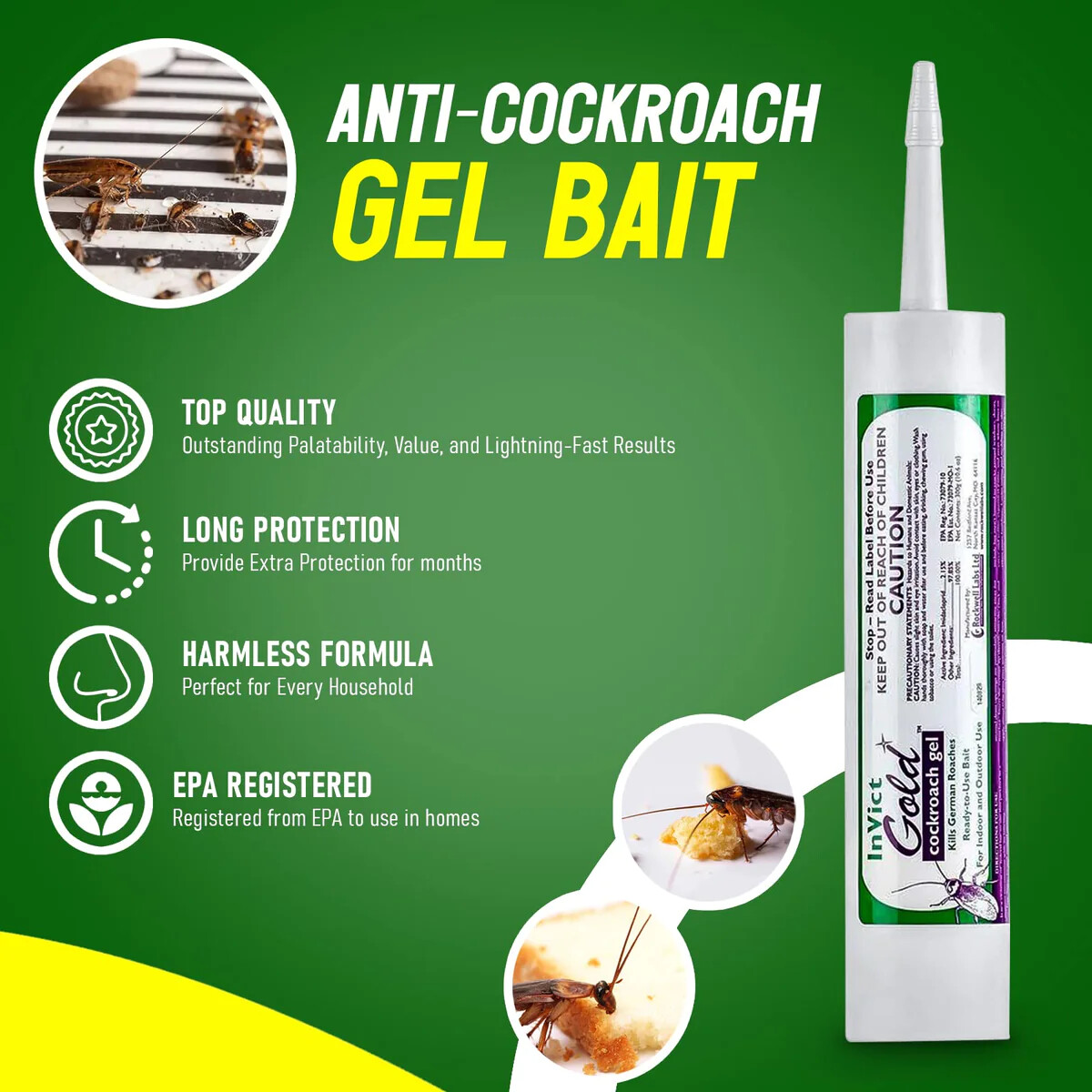 Invict Gold Cockroach German Roach Control Bait Gel ~