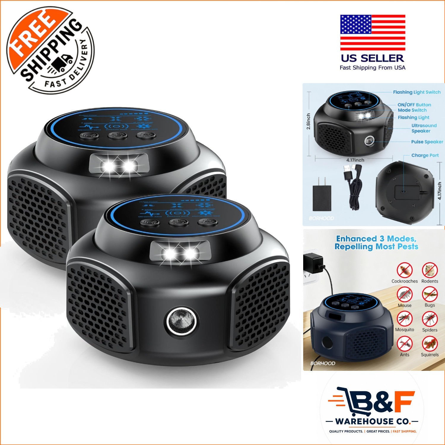 Humane Ultrasonic Pest Repeller Plug-in: Effective Indoor Bug Control – 2 Pack