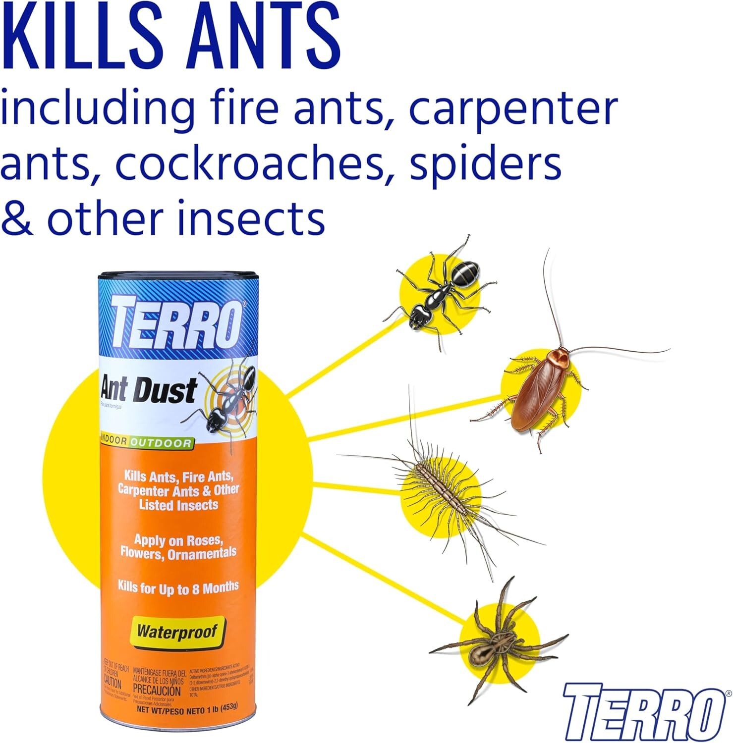 TERRO T600 Ant Dust Powder Killer for Indoors and Outdoors and Other Insects 1LB