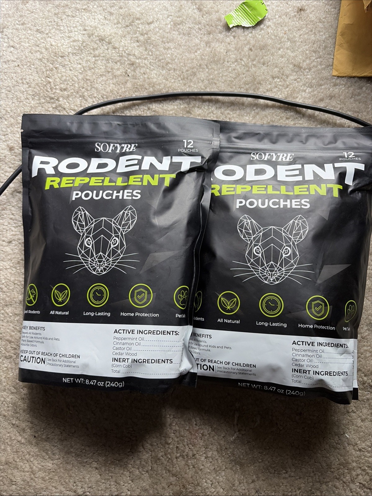 2 Bags Natural Mouse Rodent Pouches Plus Deodorizer