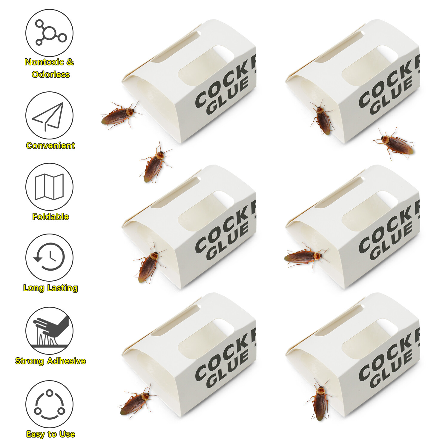 6-48PCS Roach Trap Pest Cockroach Killer Glue Catchers Indoor Roach Insect Motel