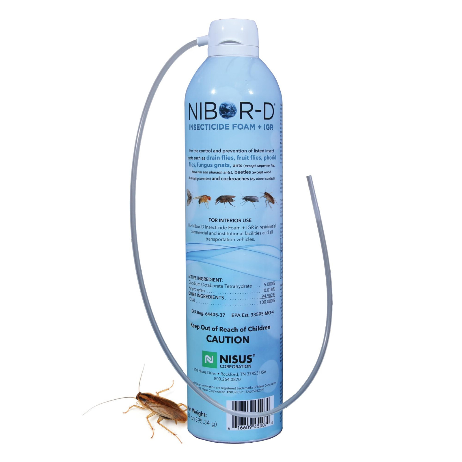 21 oz Nibor-D Insecticide Foam + IGR Kills Drain & Fruit Flies Gnats Roaches etc