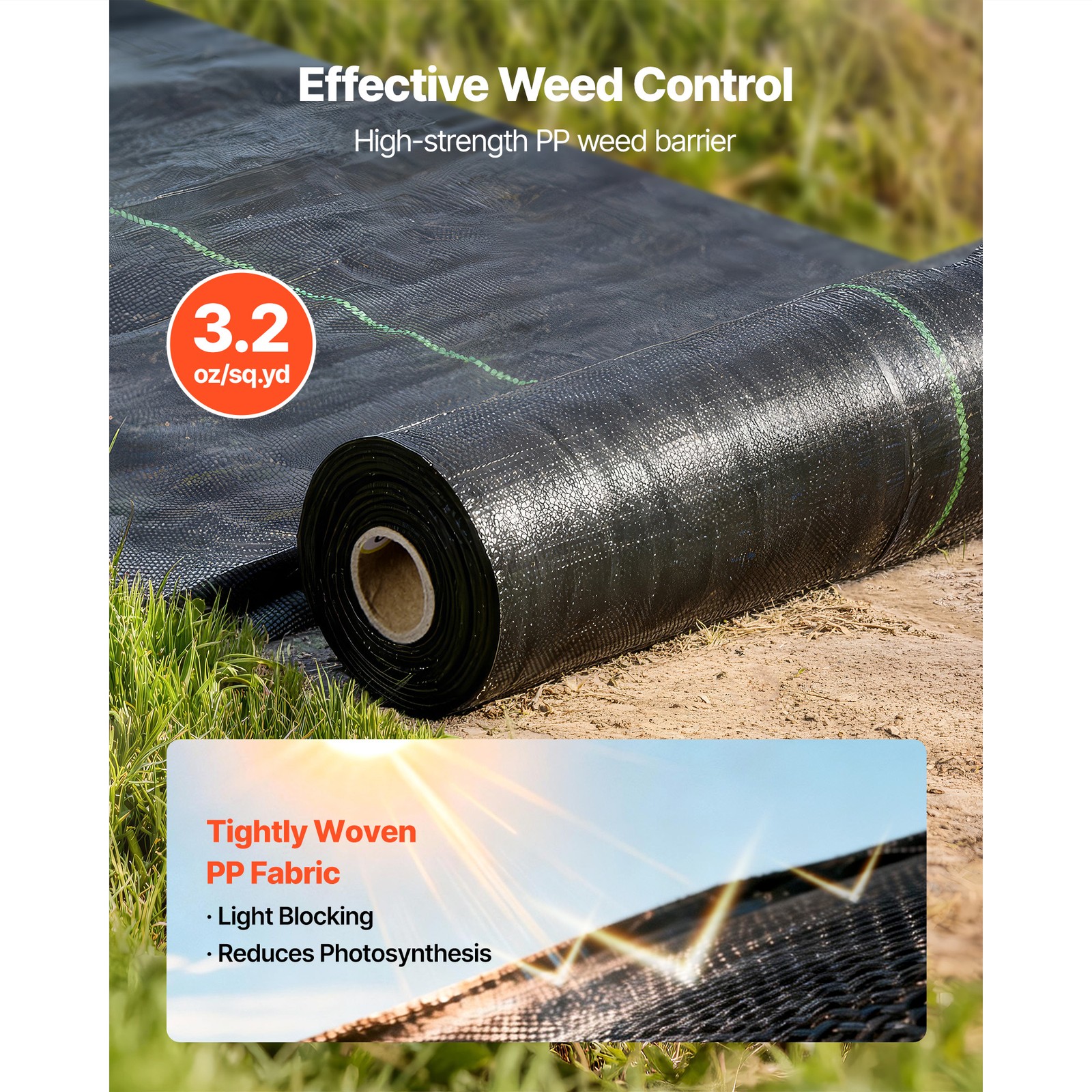 Uimoso 1.4′ x 50′ Weed Barrier Fabric 3.2 oz Ground Landscape Weed Control Cover