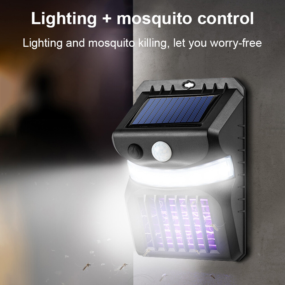 Solar Powered LED Mosquito Fly Bug Insect Zapper Killer Trap Lamp Outdoor Light