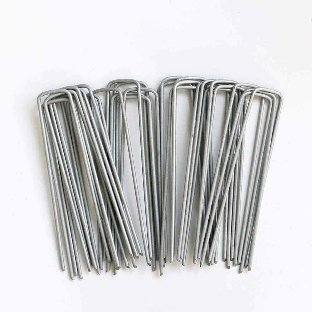 100 pcs rust proof galvanized 6in Landscape Sod Staples,Weed Barrier Fabric Pins