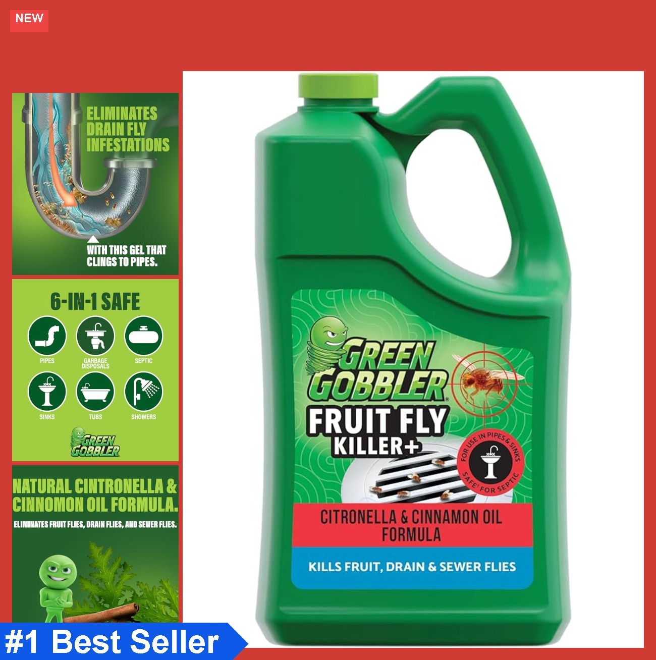 Fruit Fly Killer Gel Drain Treatment 1 Gallon Citronella Oil Cinnamon Repellent
