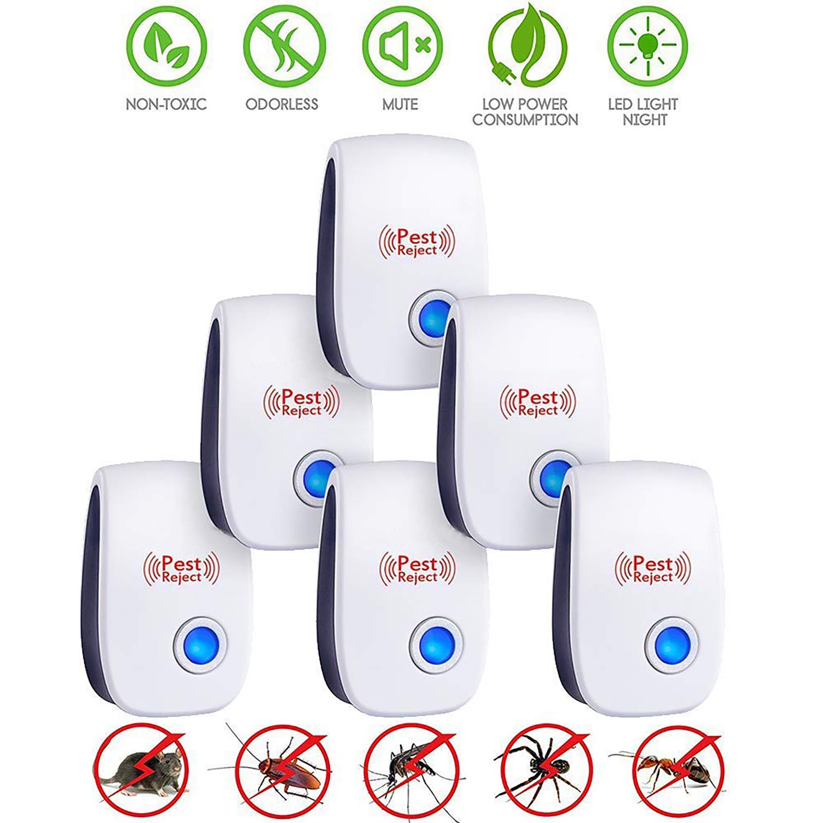 Ultrasonic Pest Repeller Insect Repellent for Mosquito Mice Roaches US Plug