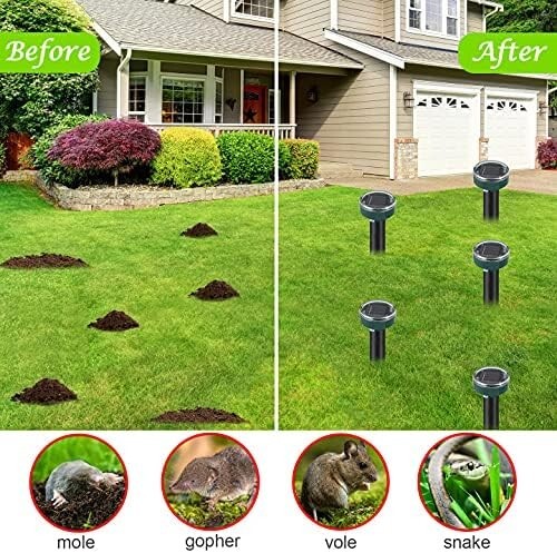 8 pack Solar Power Ultrasonic Repellent Mice Gopher Mole Pest Snake Repeller