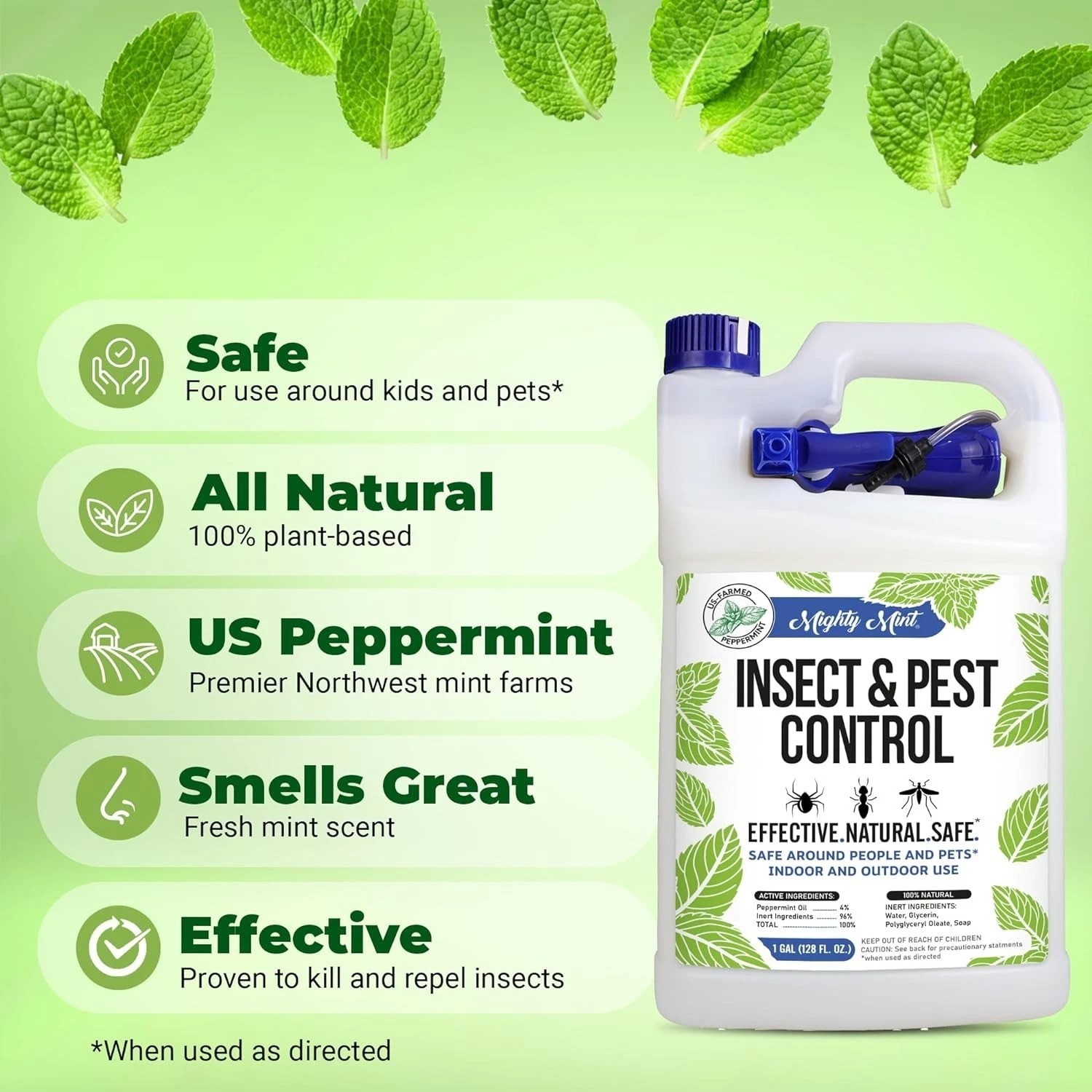 Gallon 128 oz Insect and Pest Repellent Peppermint Oil – Natural Spray for Sp…