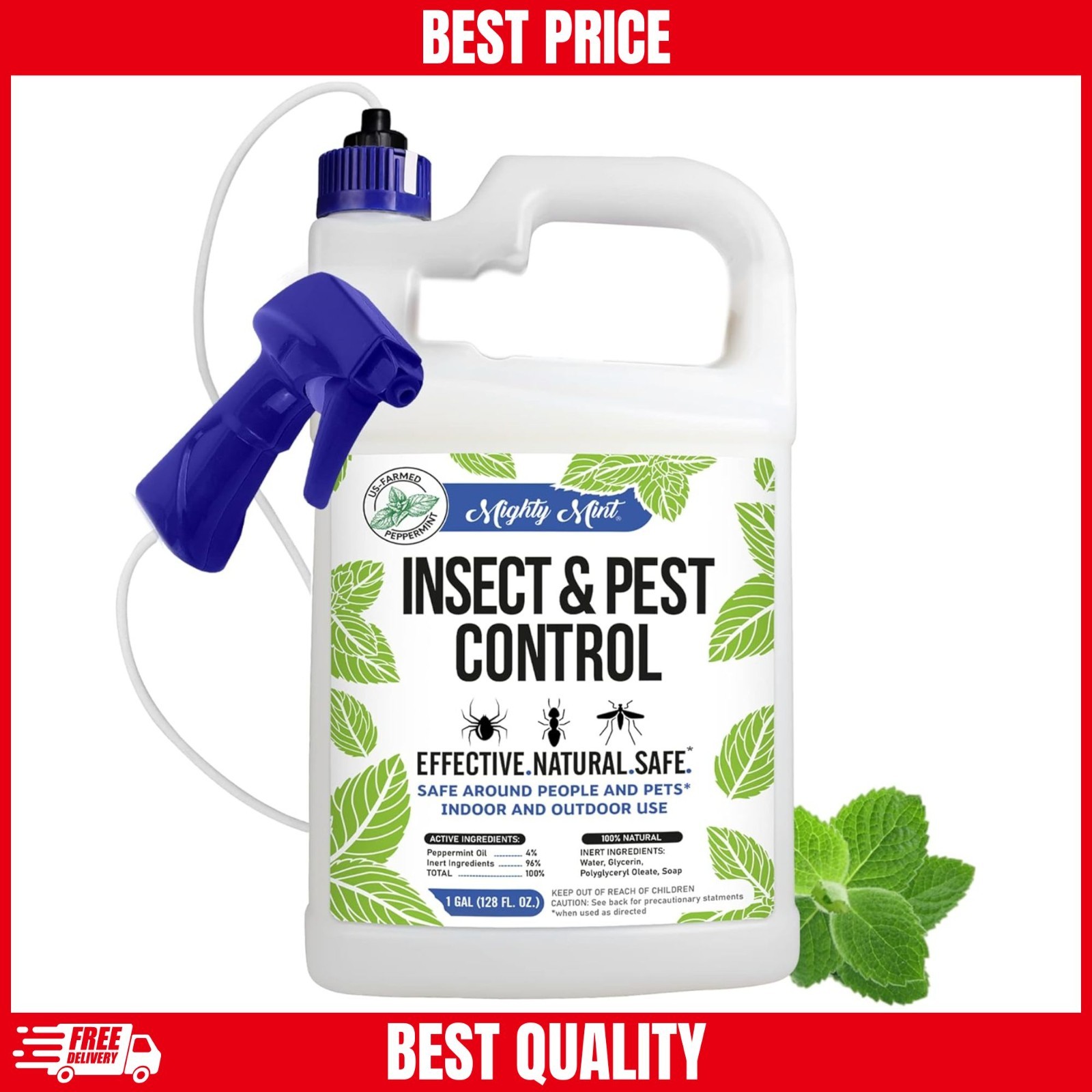 Mighty Mint – 128oz Spider Repellent Peppermint Oil – Natural Spray for Spiders