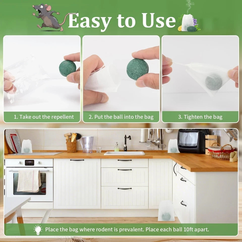 Natural Rodent Repellent Peppermint Sachets 24 Pack Mouse Mice Pest – US