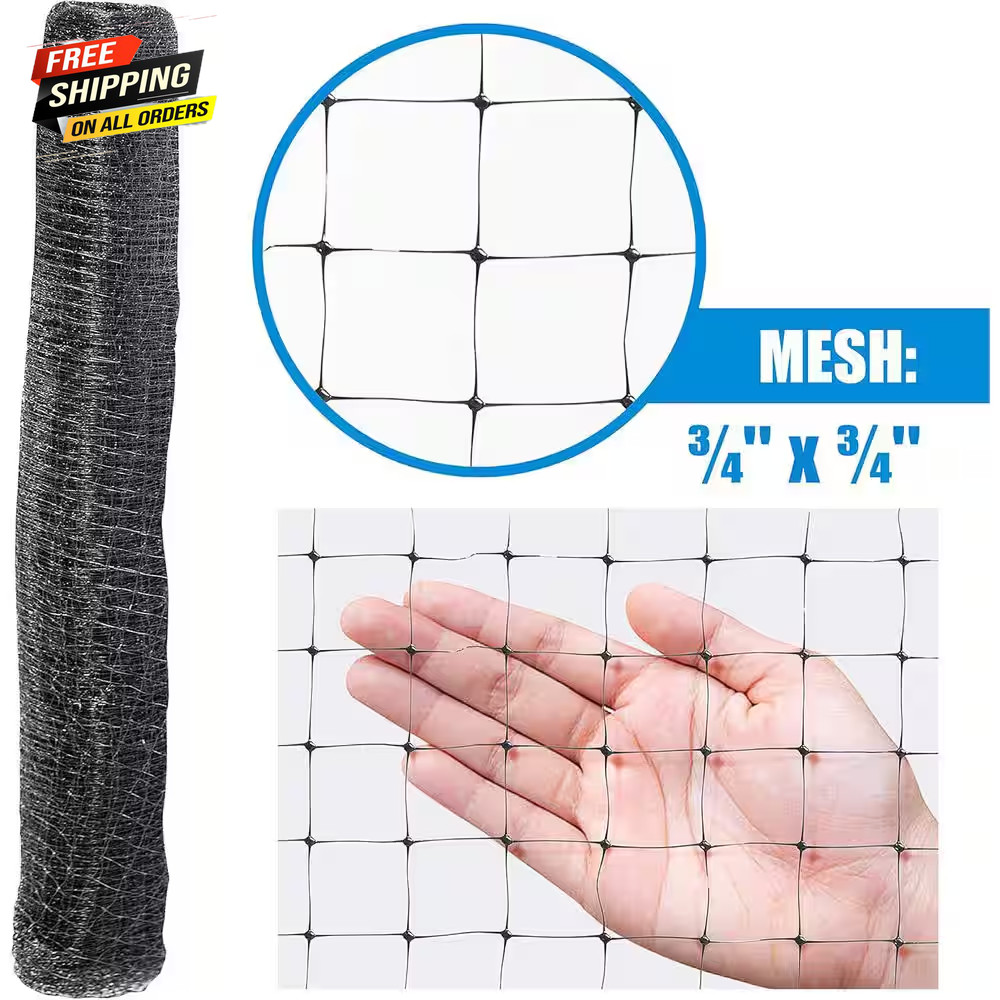 7 Ft. X 100 Ft. X 3/4 In. Black Plastic Bird Netting for Vegetable ✅