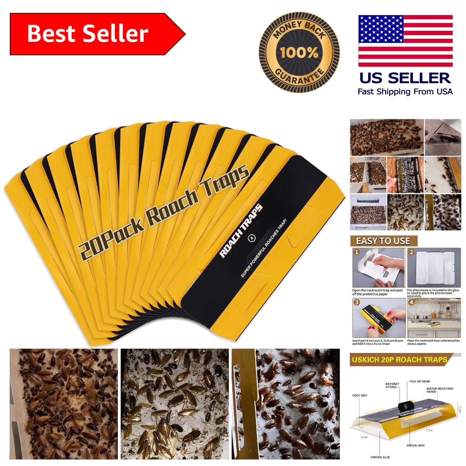 Effective 20-Pack Roach Traps – Long-Lasting and Pet-Safe Indoor Solution