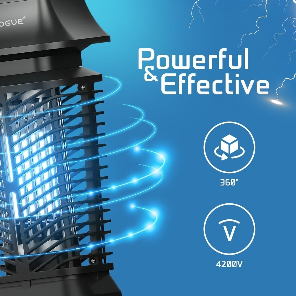 DEVOGUE Electric Bug Zapper – Electric Blue Violet Attract Insect Light – Modern