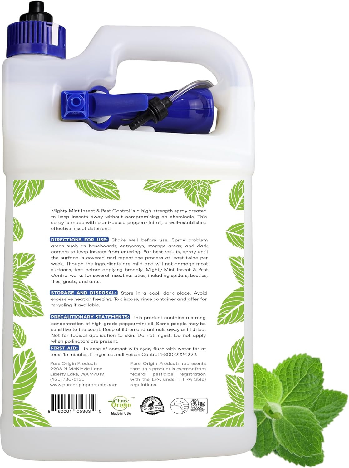 Gallon (128 Oz) Insect and Pest Repellent Peppermint Oil – Natural Spray for Spi