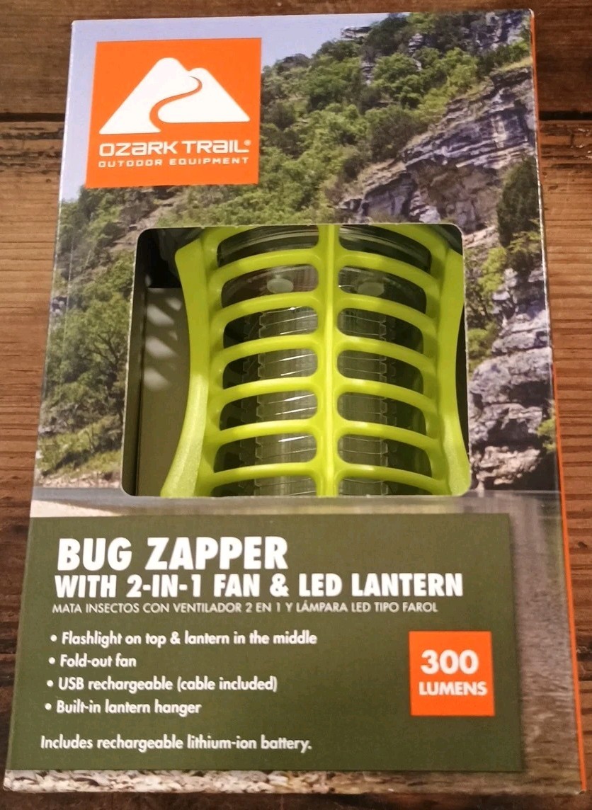 Ozark Trail Bug Zapper With Fan & LED Lantern Light 300 Lumens Rechargeable