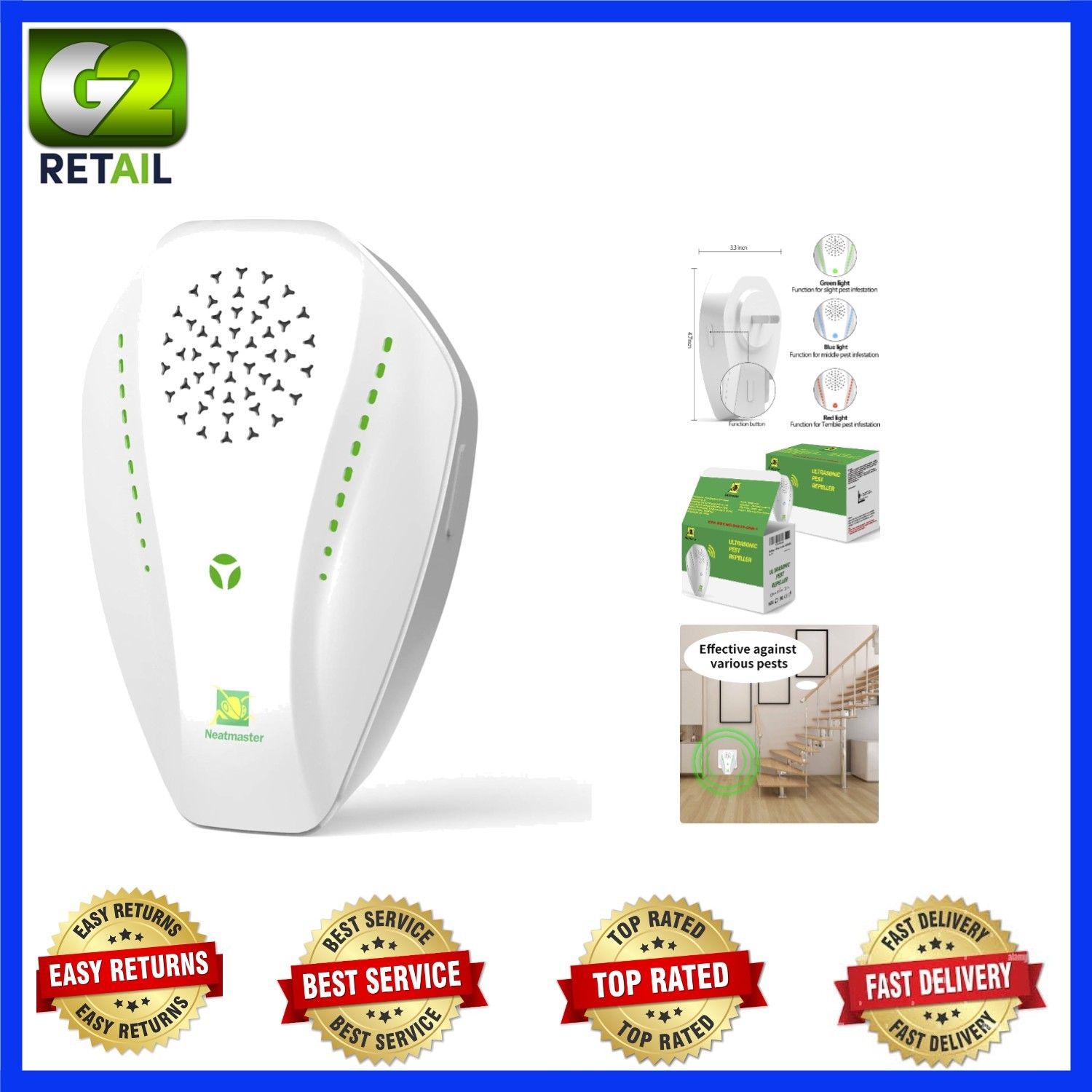 Modern Ultrasonic Insect Repeller – Eco-Friendly & Stylish Bug Control Device