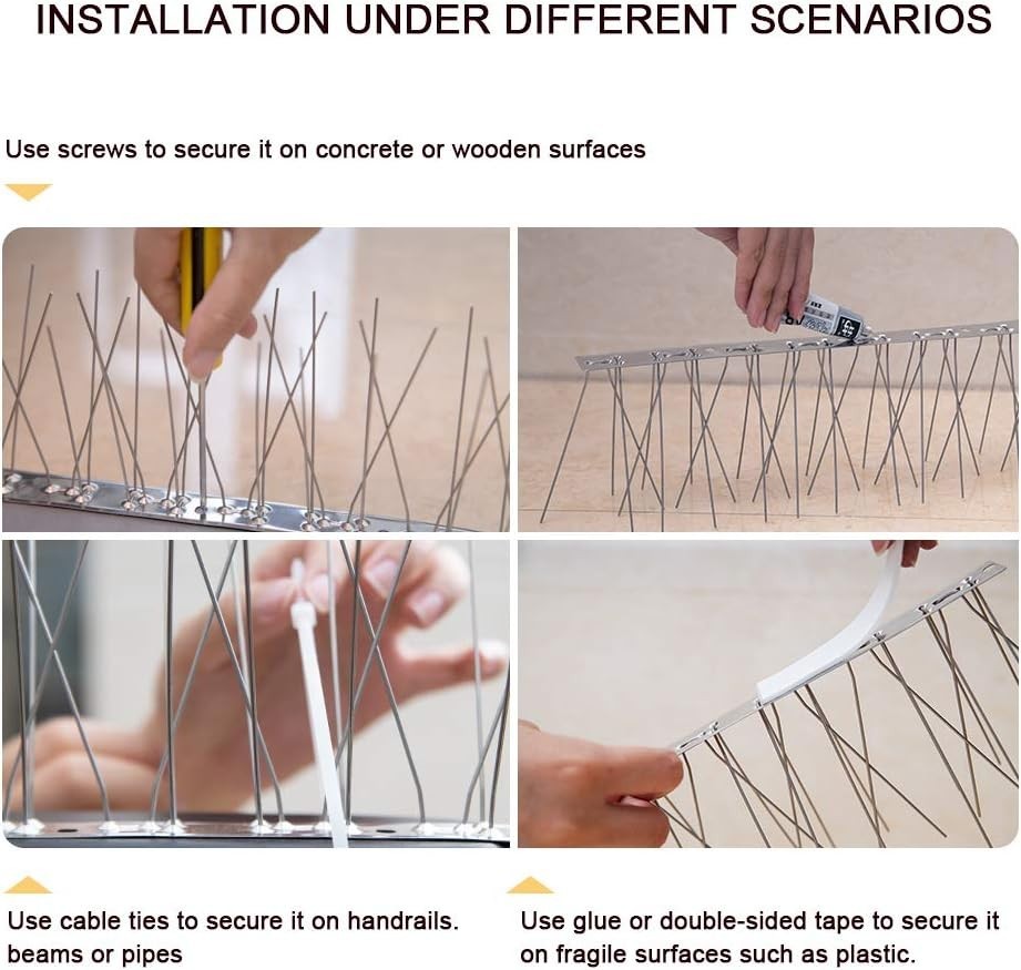 Modern Stainless Steel Bird Spikes – Effective 17ft Pigeon Defense Solution