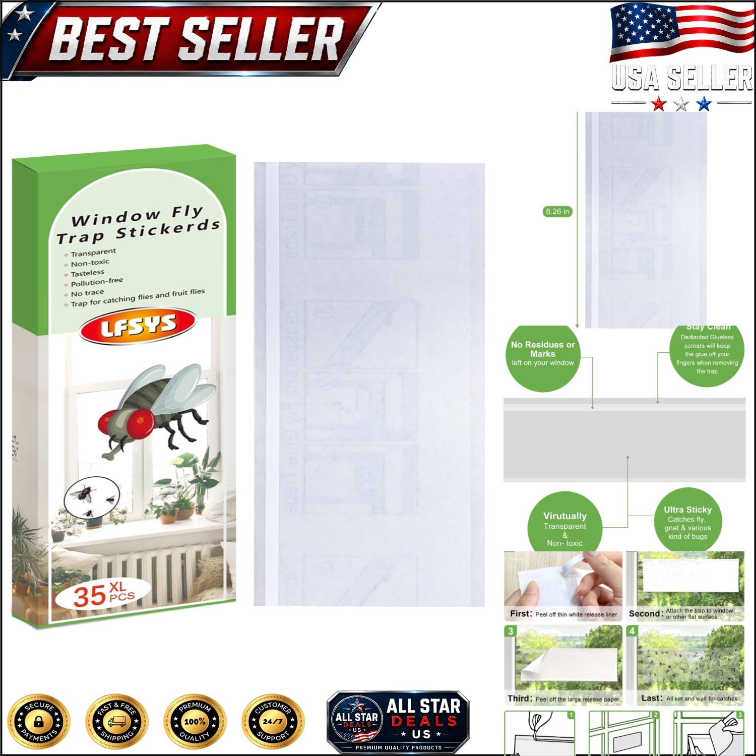 35XL Fruit Fly Traps – Crystal Clear, Non-Toxic & Efficient for Indoors