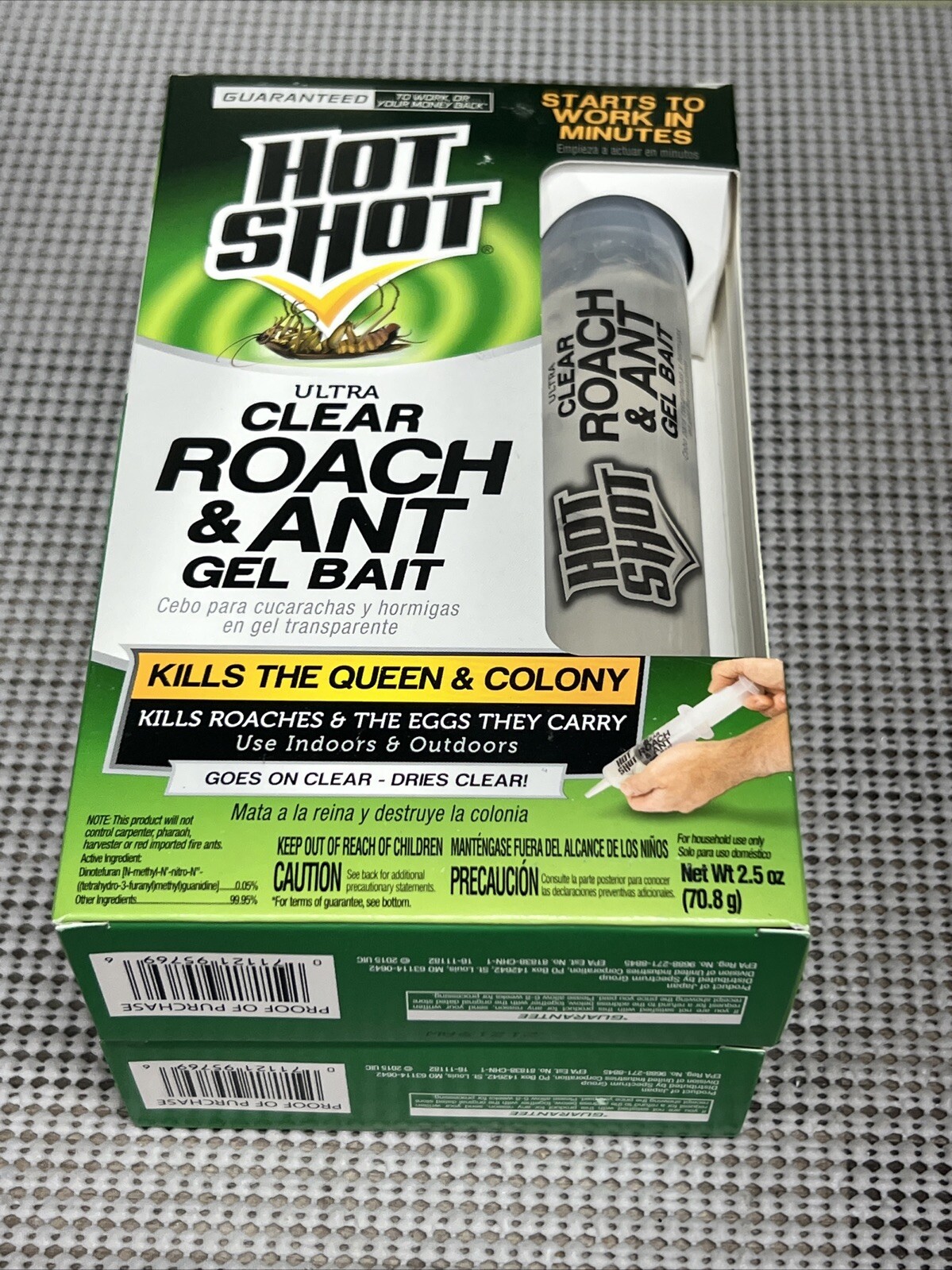 2X Hot Shot Ultra Clear Roach & Ant Gel Indoor Outdoor Colony & Egg Killer 2.5oz