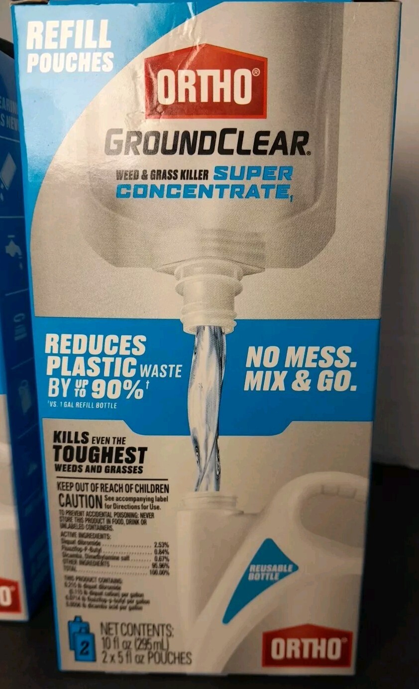 2 Ortho GroundClear Weed & Grass Killer Super Concentrate Refill Pouch, 4 x 5 OZ