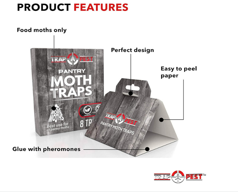 Pantry Moth Traps Safe Glue with Pheromones 8 Pack Effective Adhesive Non Toxic