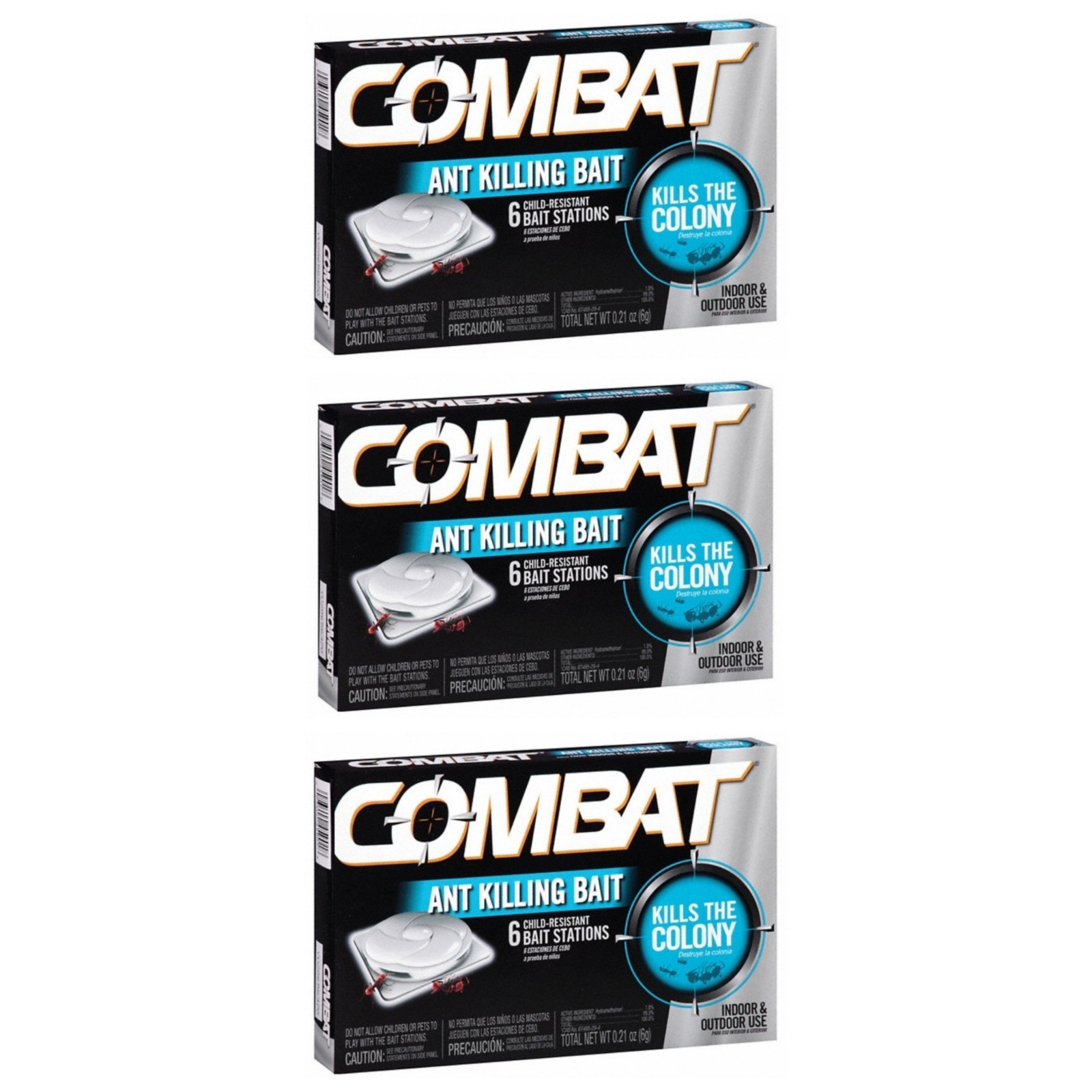 Combat Ant Bait Stations 3 Boxes 18 Traps Indoor Outdoor Ant Colony Killer