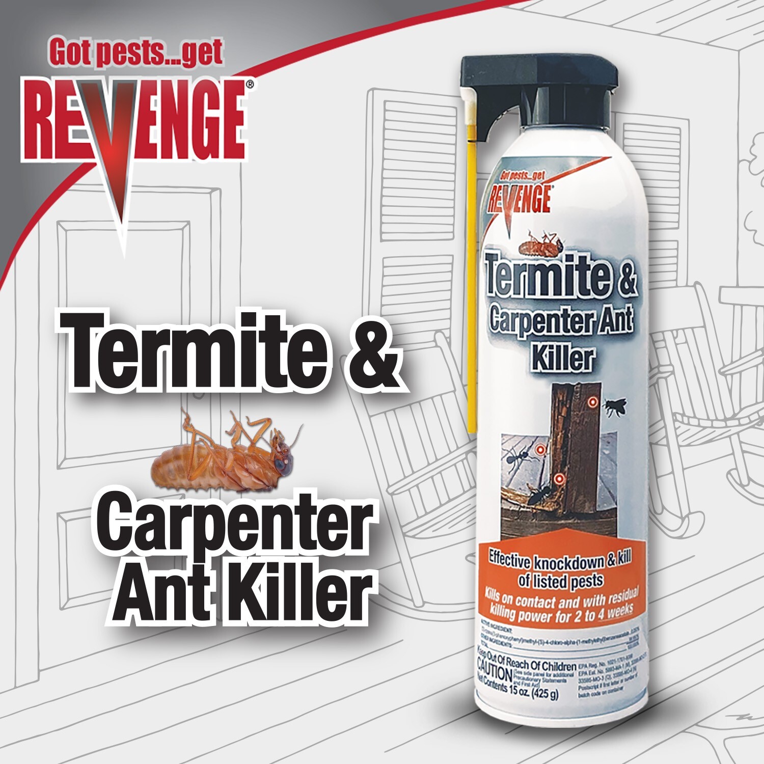 Revenge 4623 Termite & Carpenter Ant Killer 15 Oz Ready To Use Aerosol Spray Can