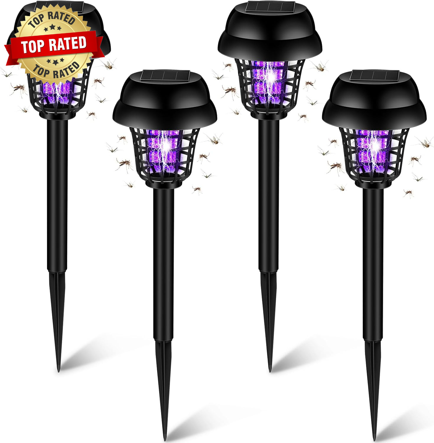 4 Pcs Solar Bug Zapper Waterproof Outdoor Mosquito Zapper Mosquito Killer and Li