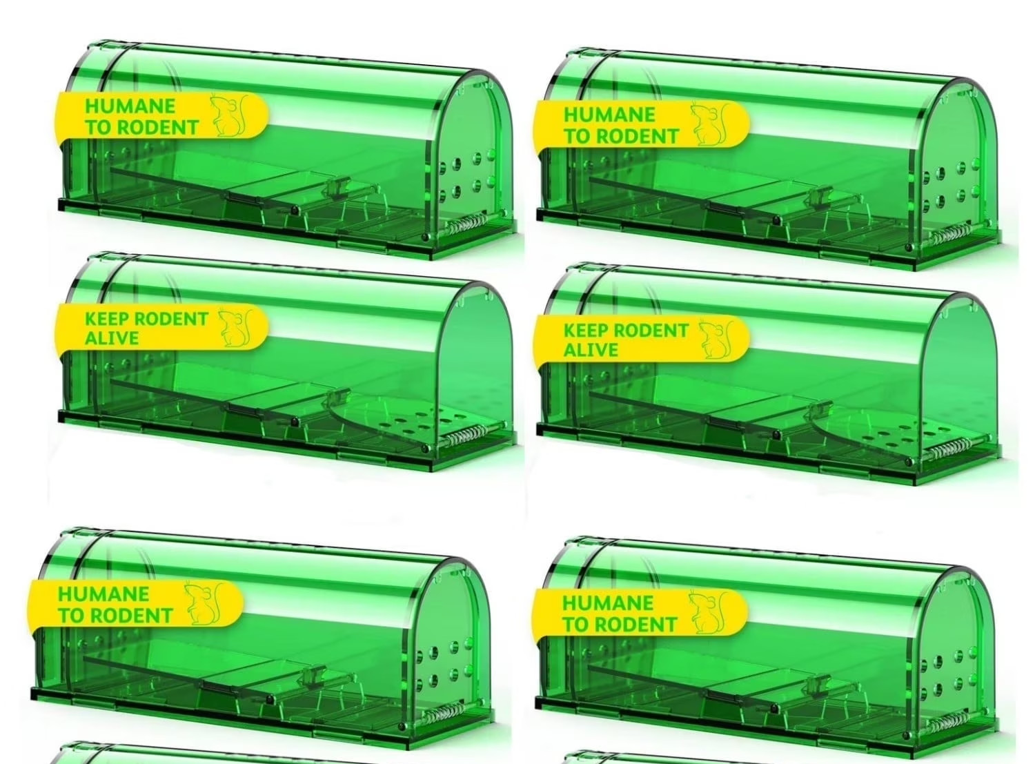 Campior Humane No-Kill Mouse Trap Indoor, Child & Pet Safe, 6-Pack, Green
