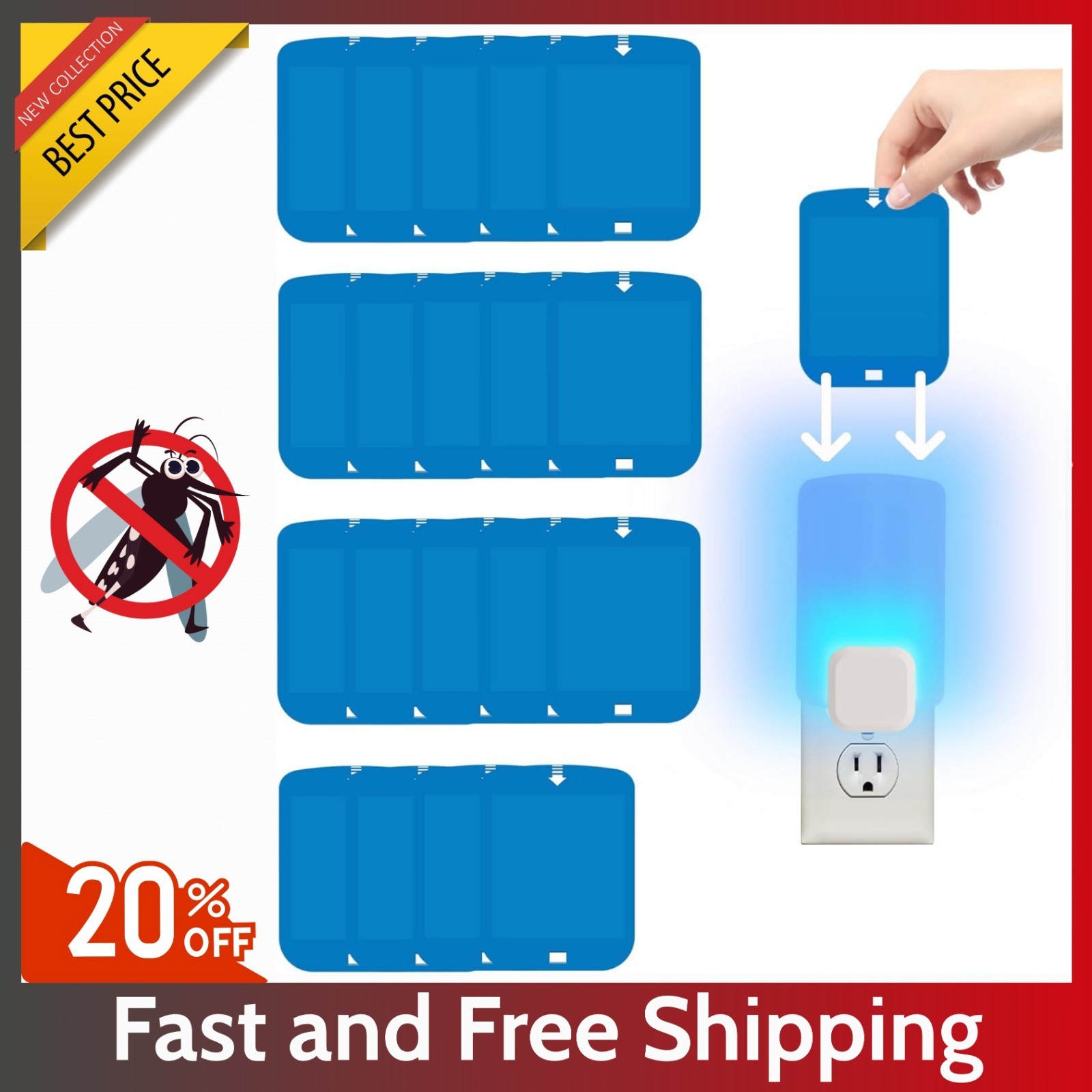 20 Pcs Refill Glue Cards – For Stem/Wondercide Indoor Insect Light Trap, Blue UV